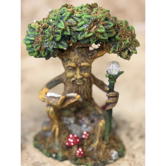 Whimsical Tree-Themed Figurine Set of 3 Featuring Reading Tree Tree Stump Candle - Picture 2 of 10